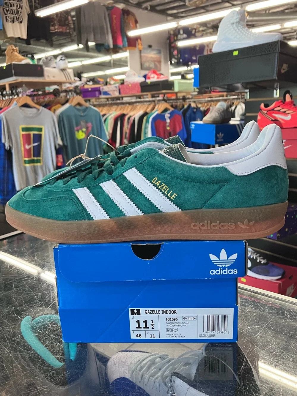 Adidas Gazelle Indoor Collegiate Green Gum Size 11.5